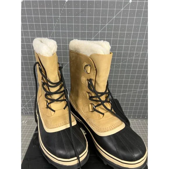 SOREL Caribou Women's Cold Weather Boots Buff Sz. 10 Leather NEW Waterproof - Picture 2 of 10